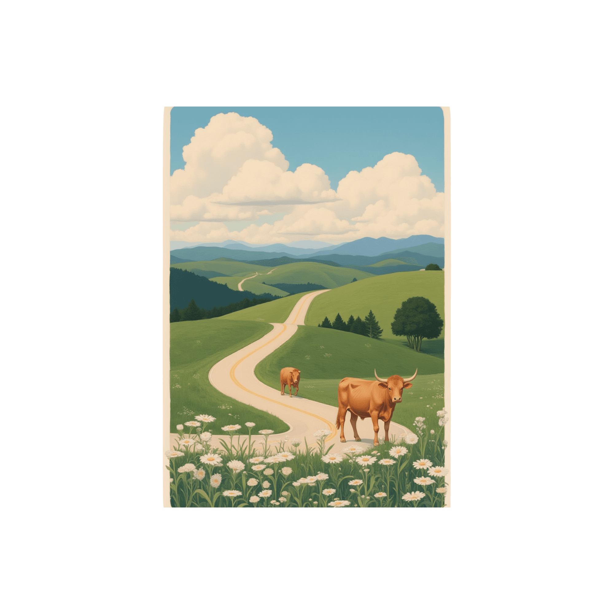 Country Road Cattle Vinyl Sticker
