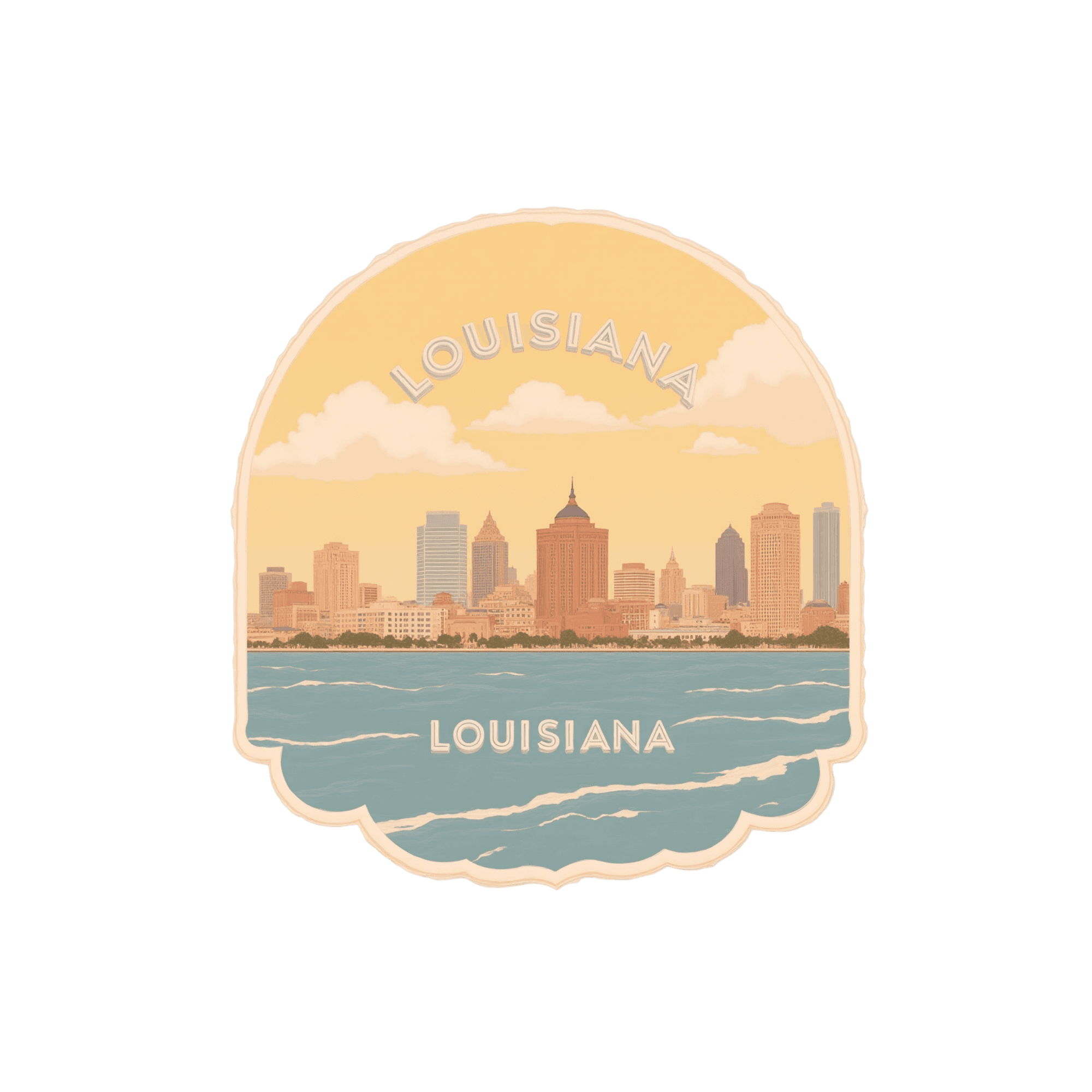 Louisiana Skyline Sunset Sticker