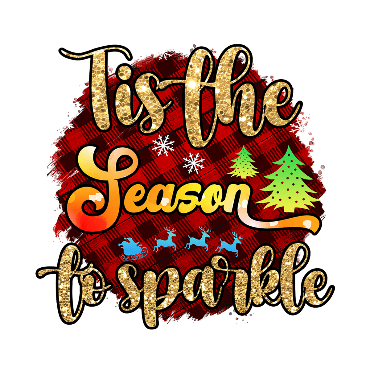 'Tis the Season to Sparkle Buffalo Plaid Sticker