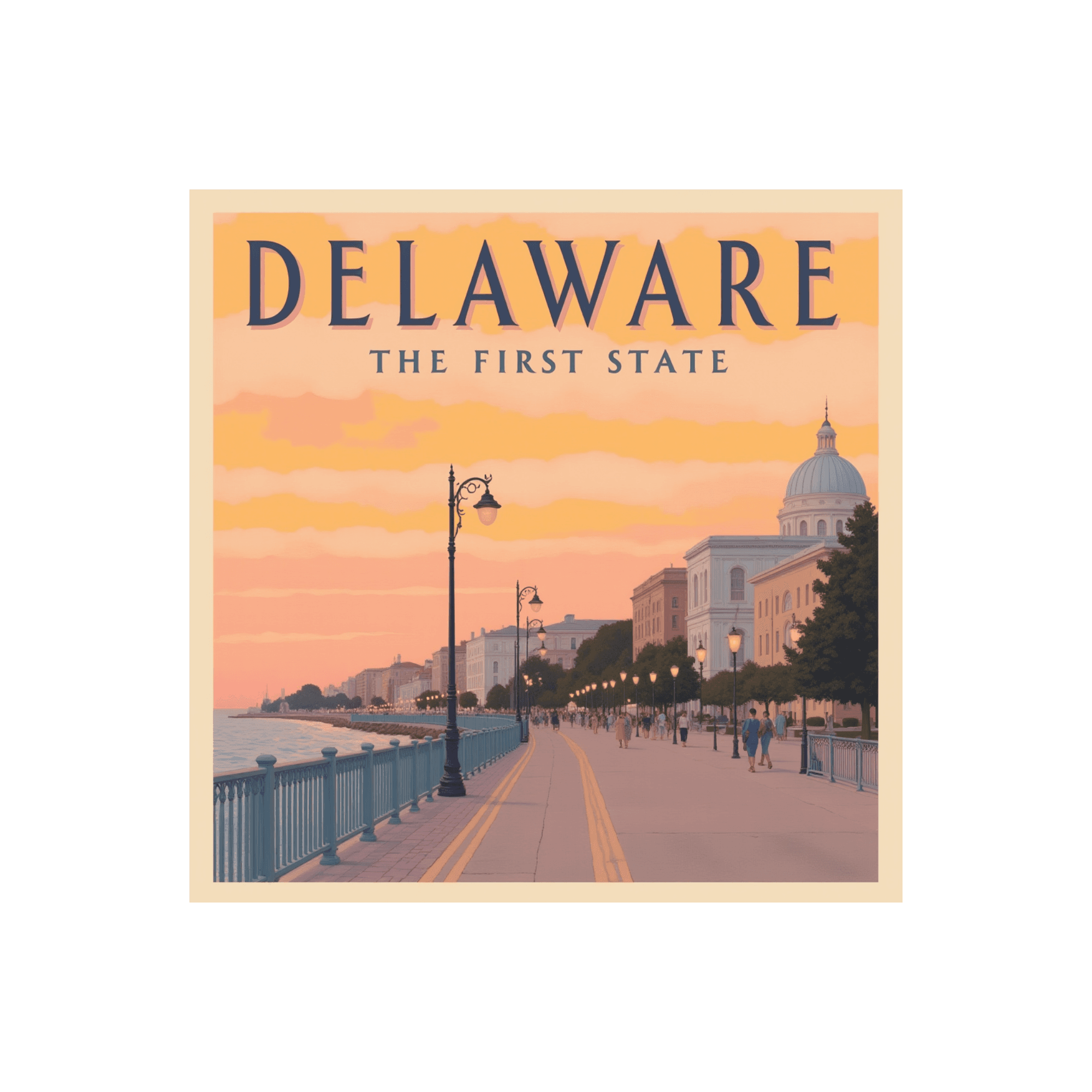 Delaware Sunset Promenade Vinyl Sticker