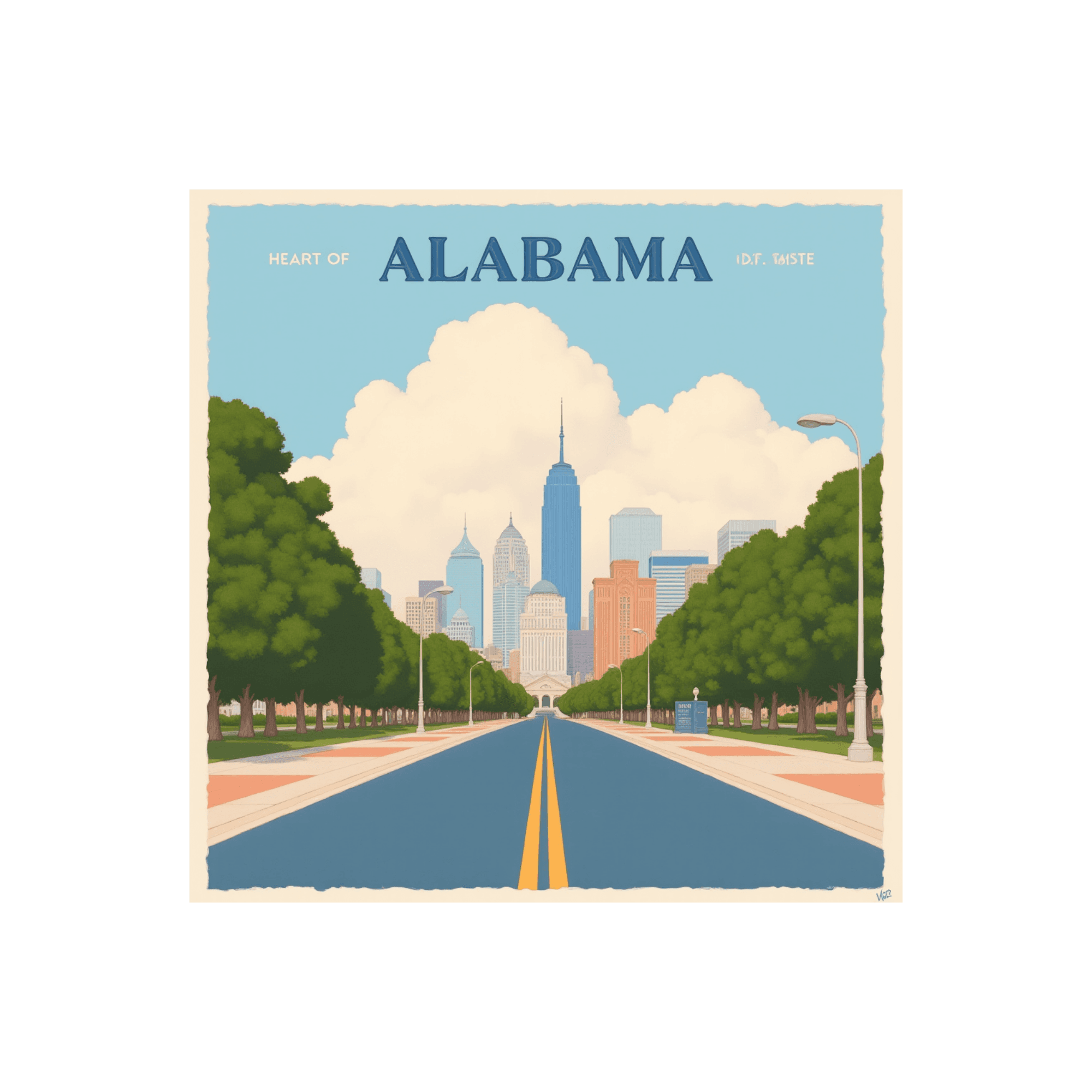 Heart of Alabama Vintage Travel Sticker