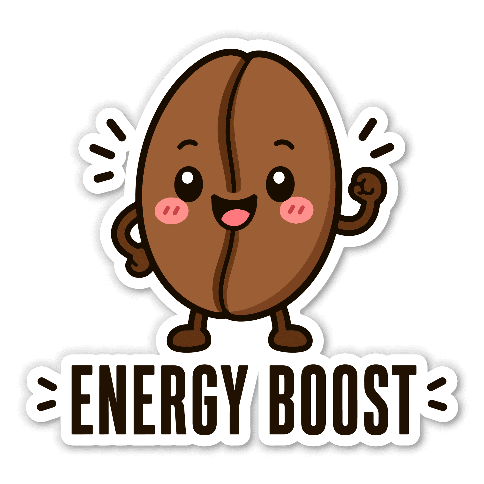 Flexing Coffee Bean Energy Boost Sticker