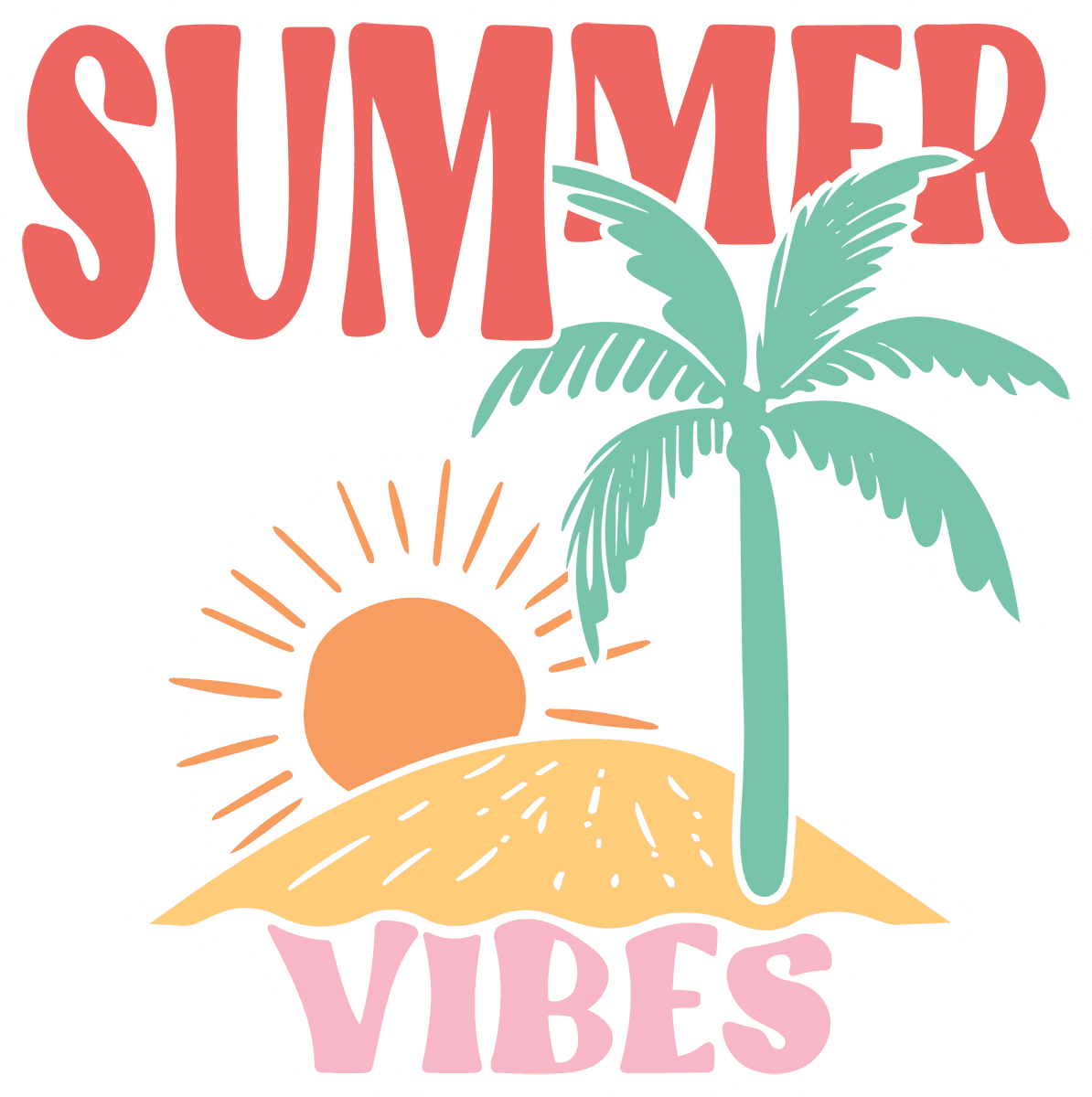 Summer Vibes Retro Palm Tree Sticker