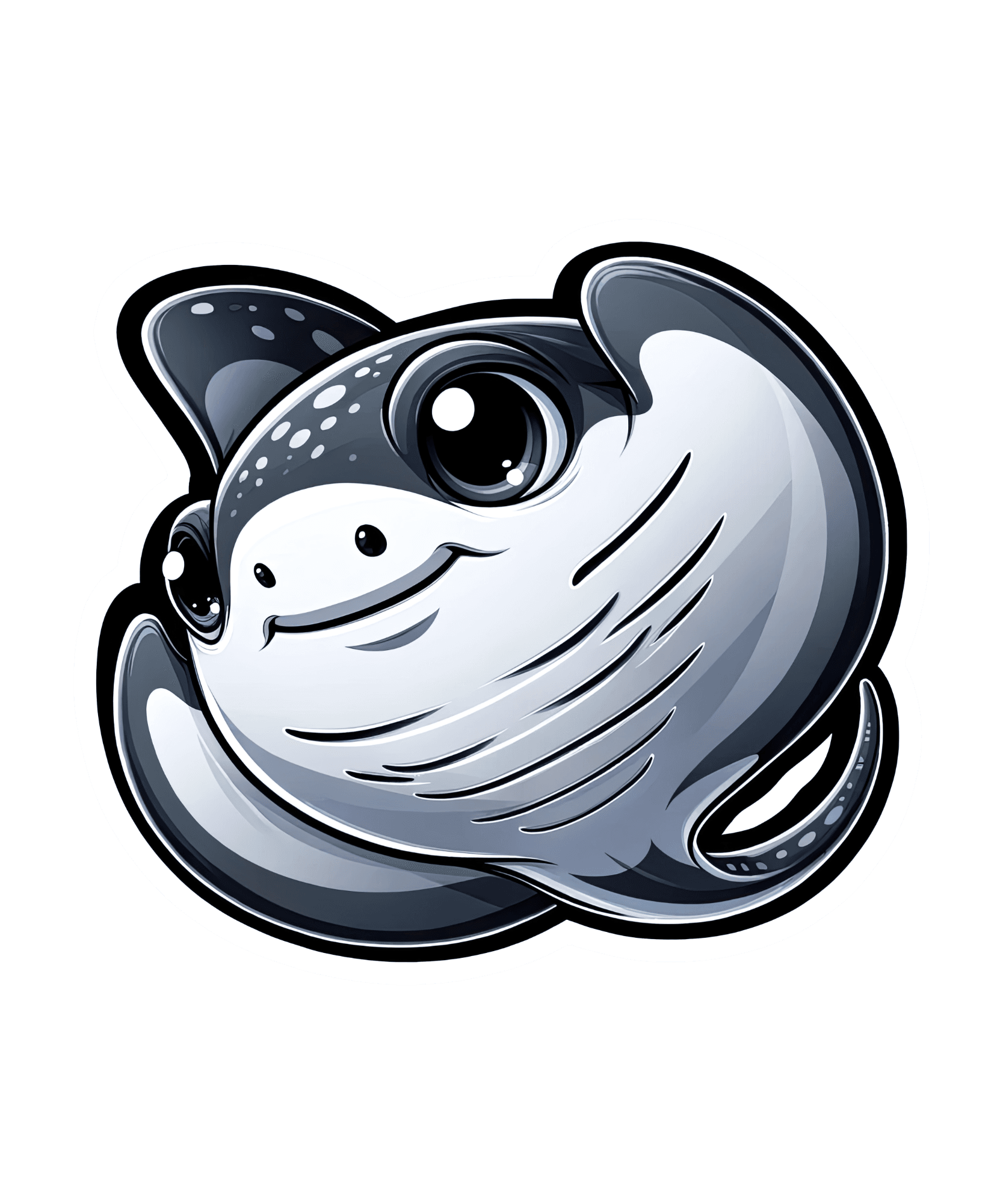 Curled Up Manta Ray Sticker