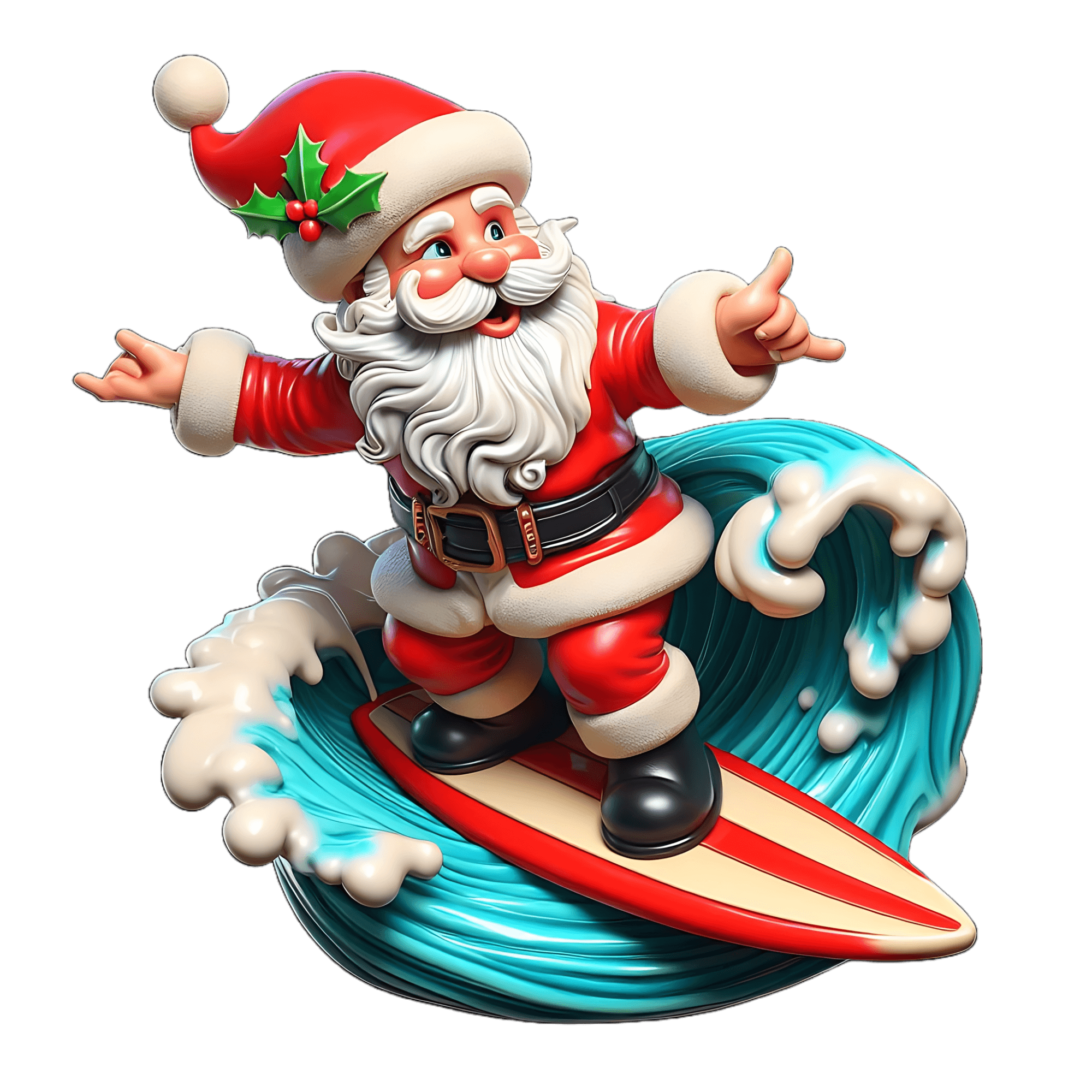 Surfing Santa Sticker - Hang Loose Christmas