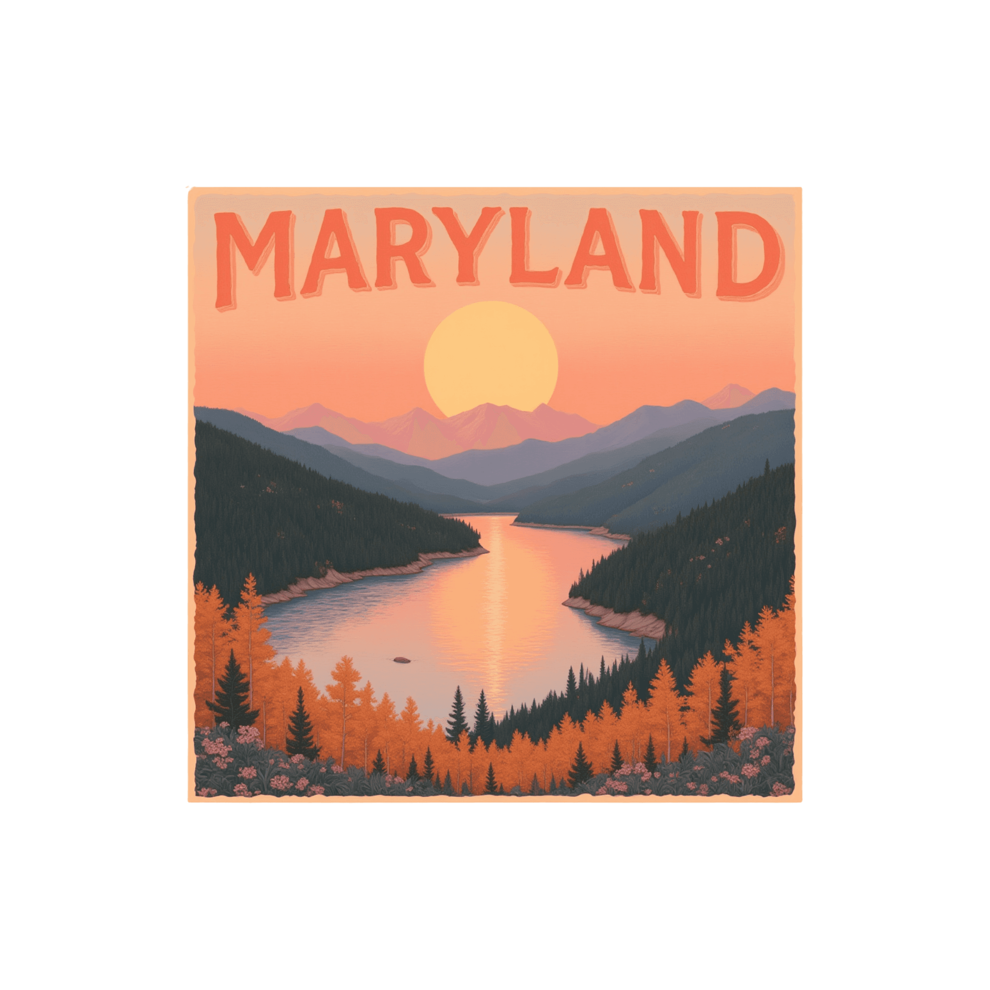 Maryland Sunset River Valley Sticker