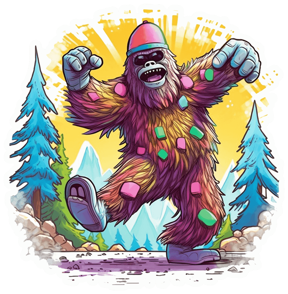 Rainbow Bigfoot Stomp Sticker