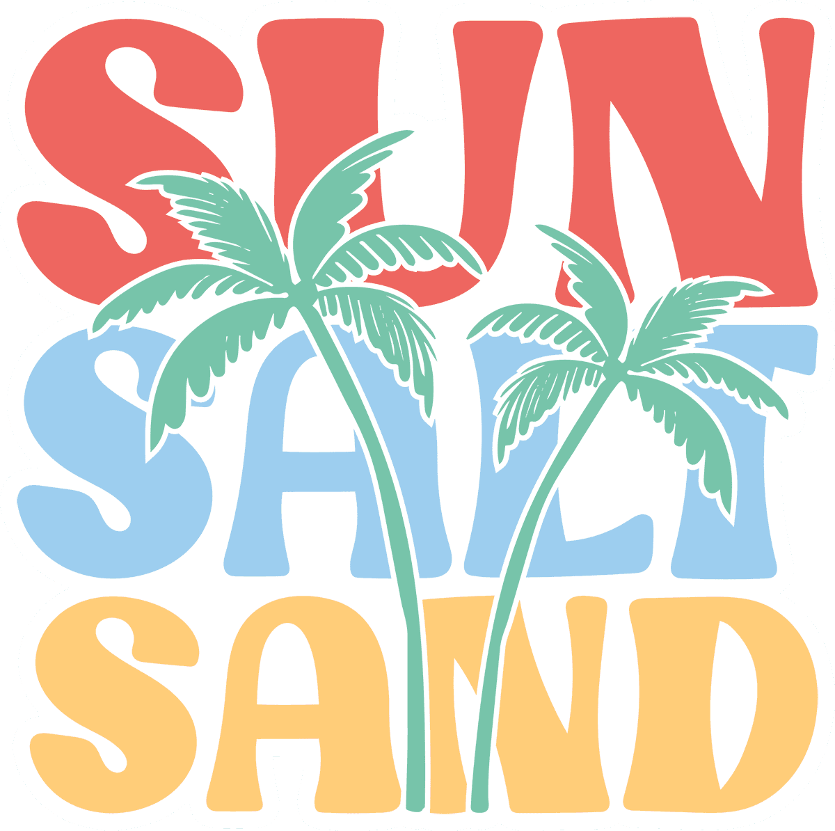 Sun Salt Sand Retro Palm Tree Sticker