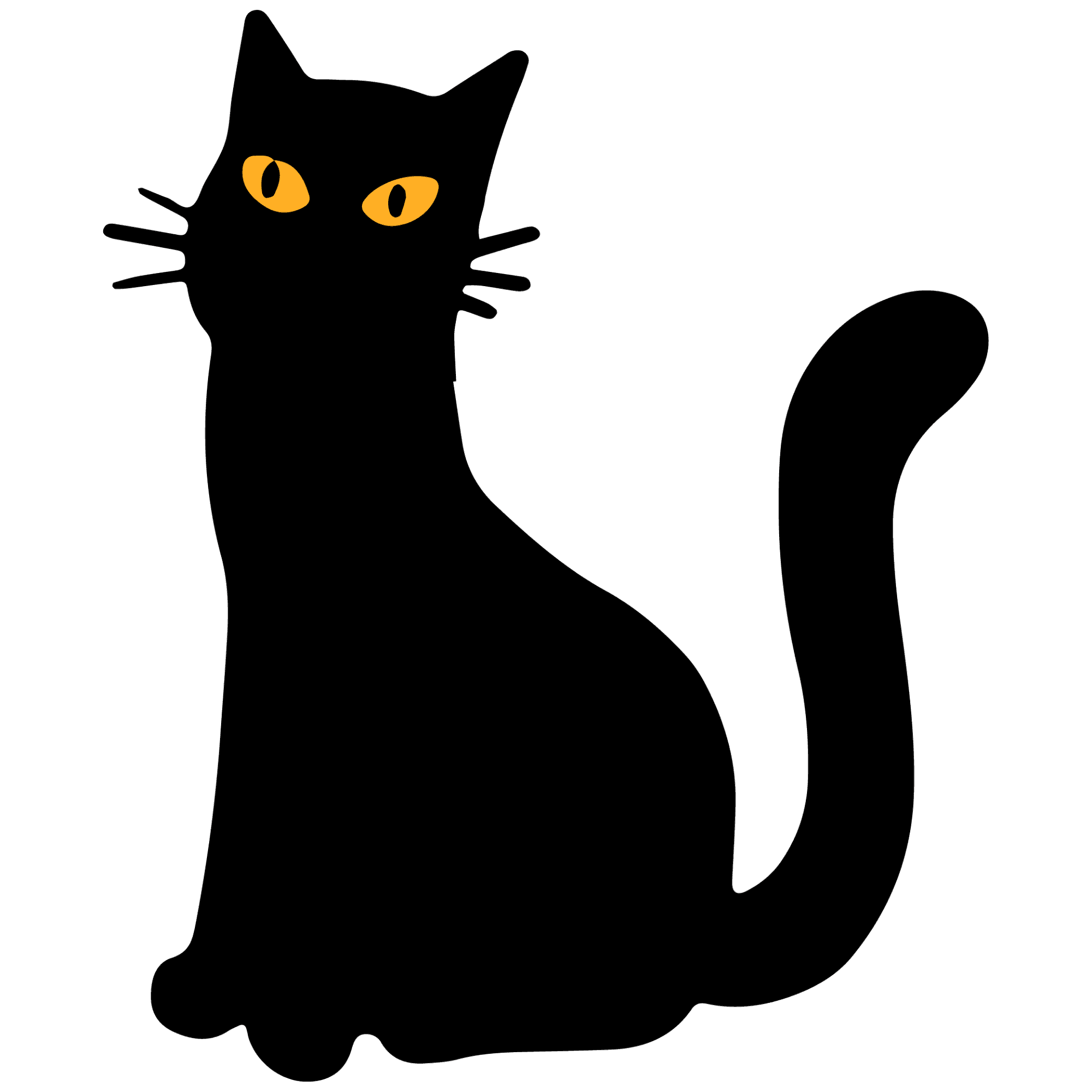 Black Cat Silhouette Sticker with Amber Eyes
