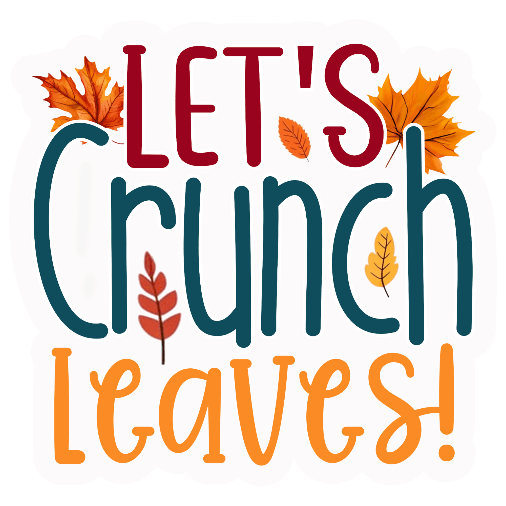 Let's Crunch Leaves Autumn Sticker