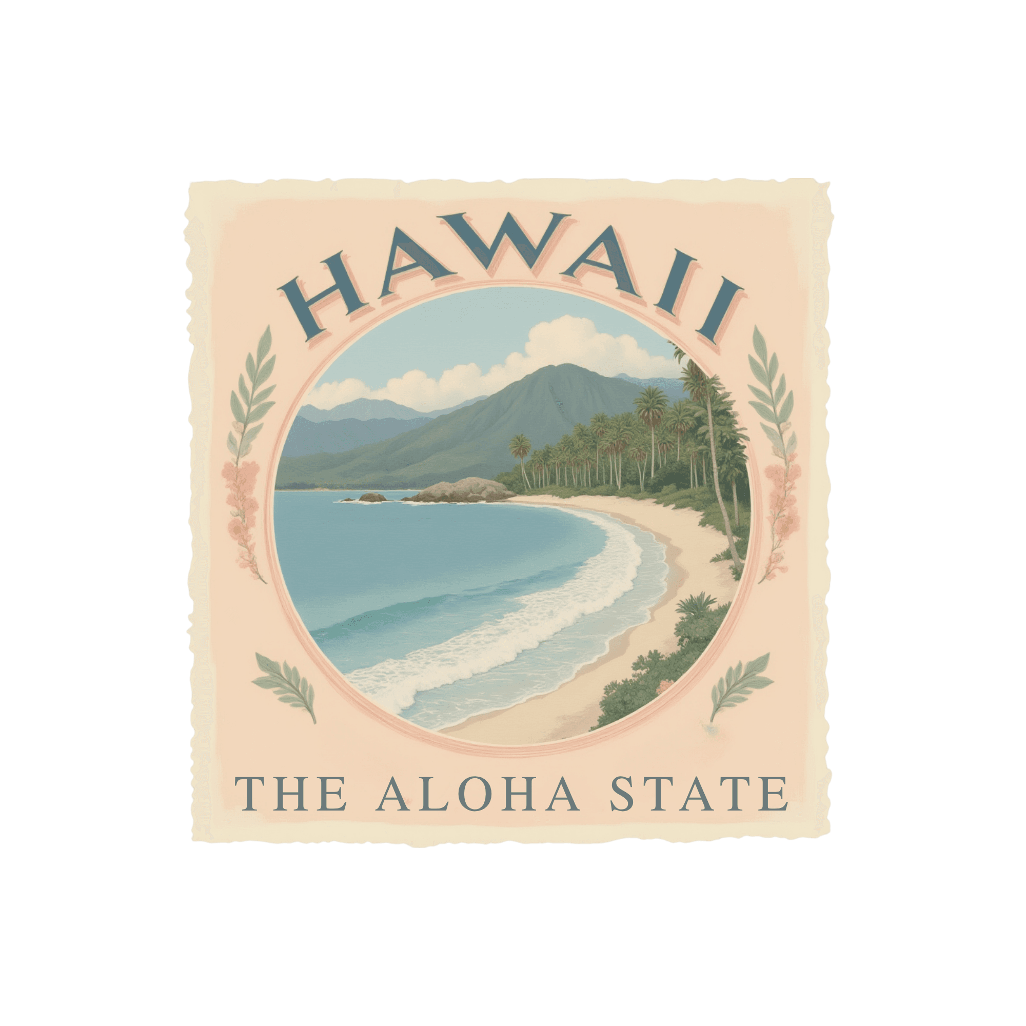 Hawaii Aloha State Vintage Postcard Sticker