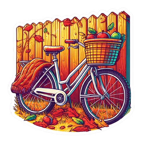 Autumn Apple Bicycle Sticker