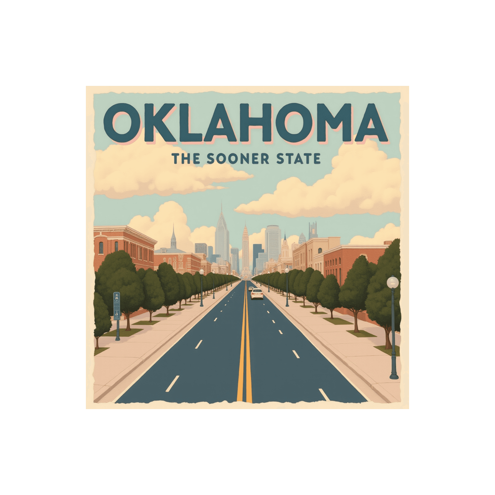 Oklahoma City Vintage Travel Poster Sticker