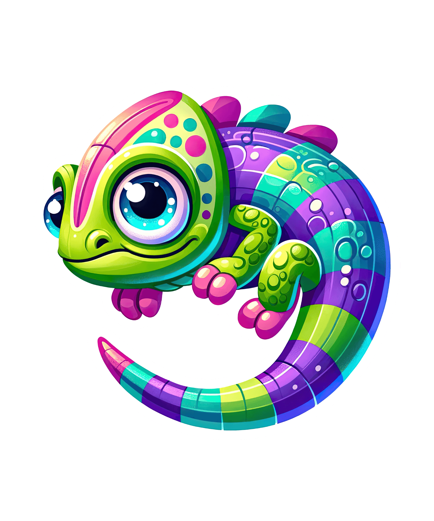 Rainbow Curl Chameleon Sticker