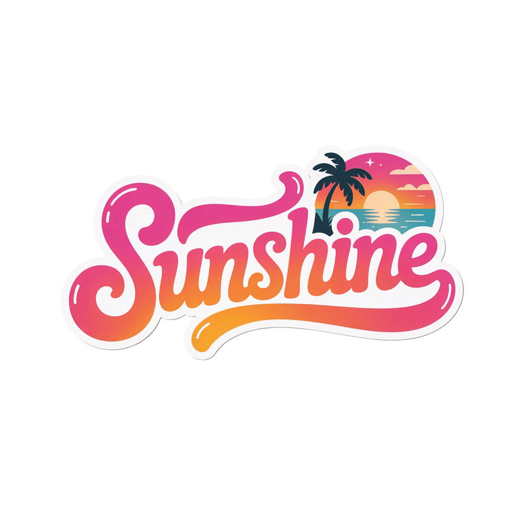 Retro Sunshine Beach Sunset Vinyl Sticker