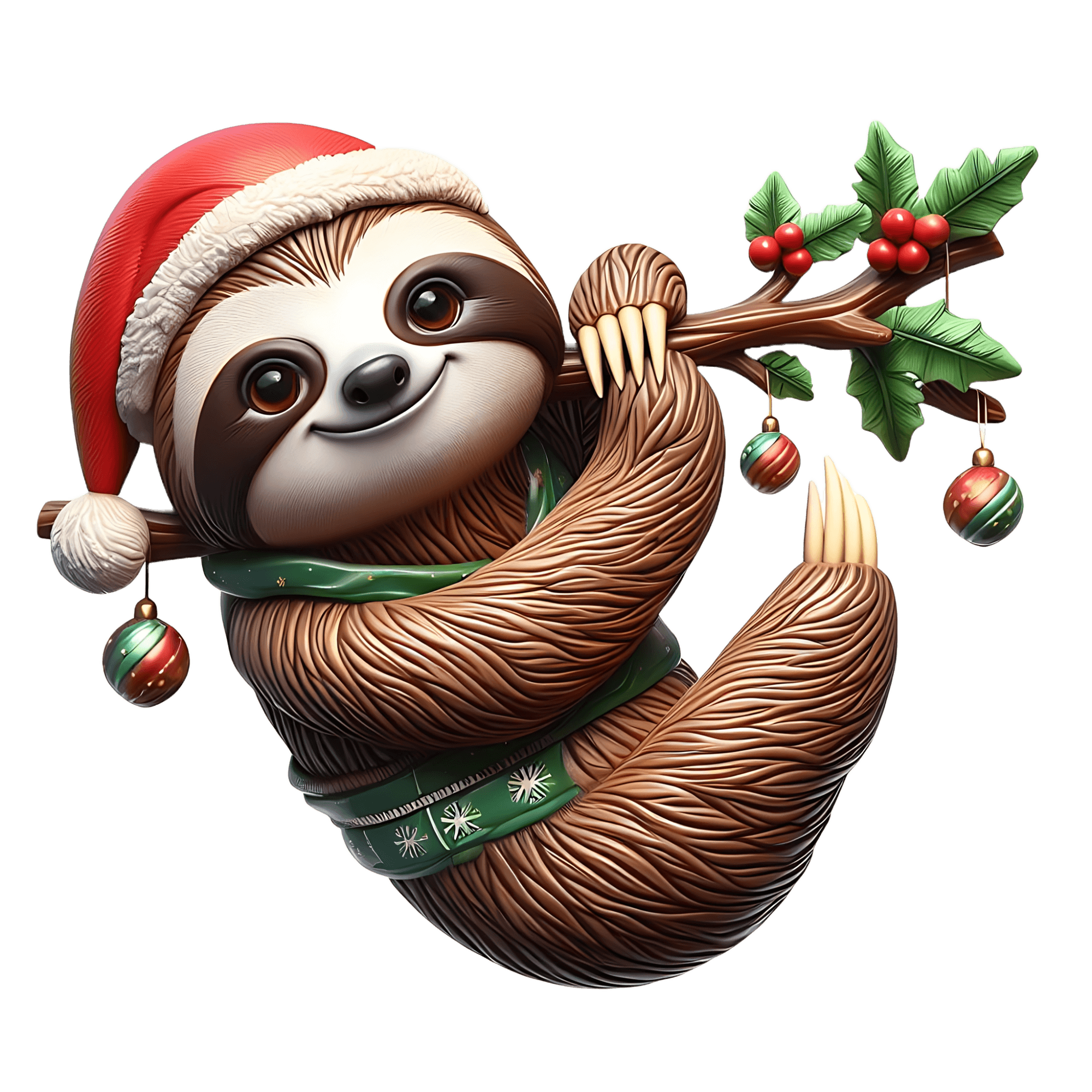 Festive Sloth Santa Hat Sticker