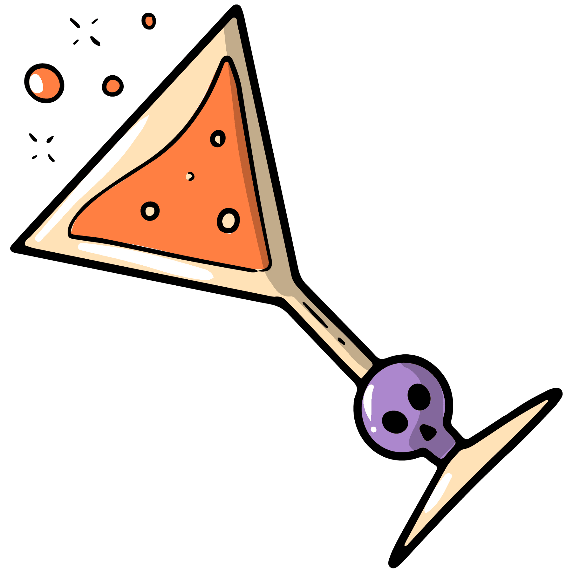 Skull Stem Martini Glass Sticker