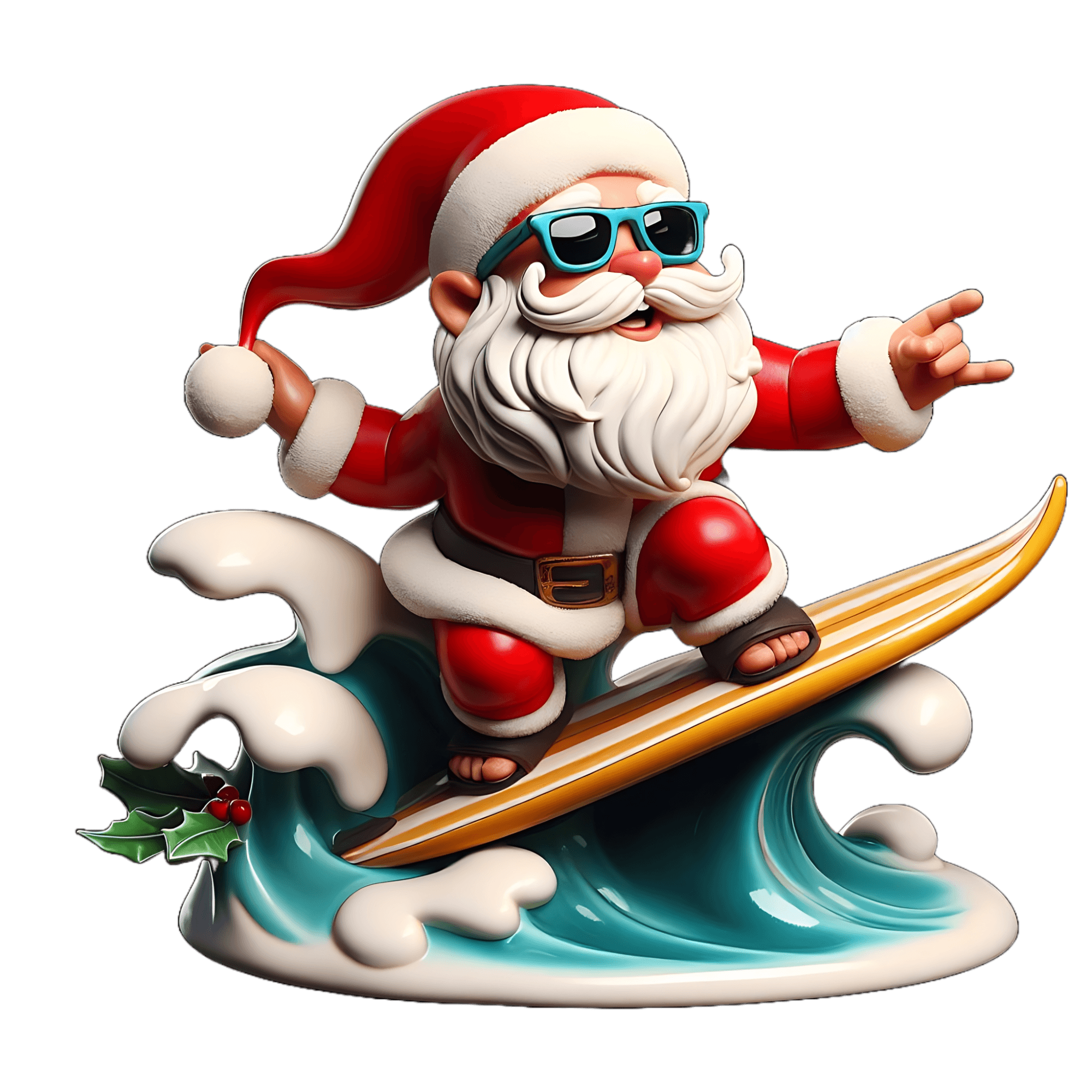 Shaka Santa Sticker - Blue Shades & Sandals Wave Rider