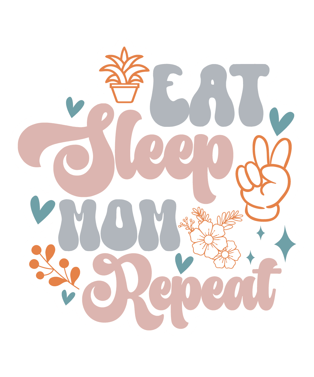 Eat Sleep Mom Repeat Retro Sticker