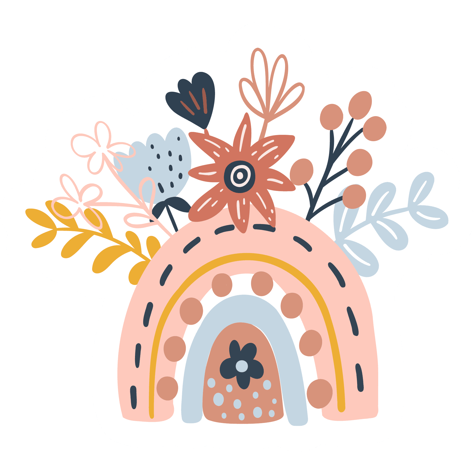Boho Floral Rainbow Sticker