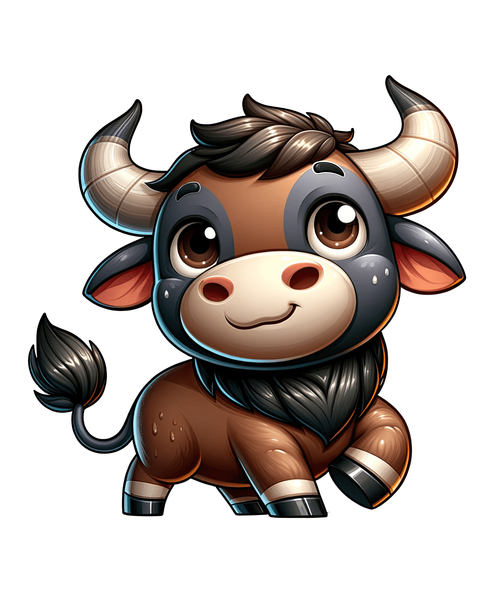 Baby Bull Big Horns Cute Cartoon Sticker