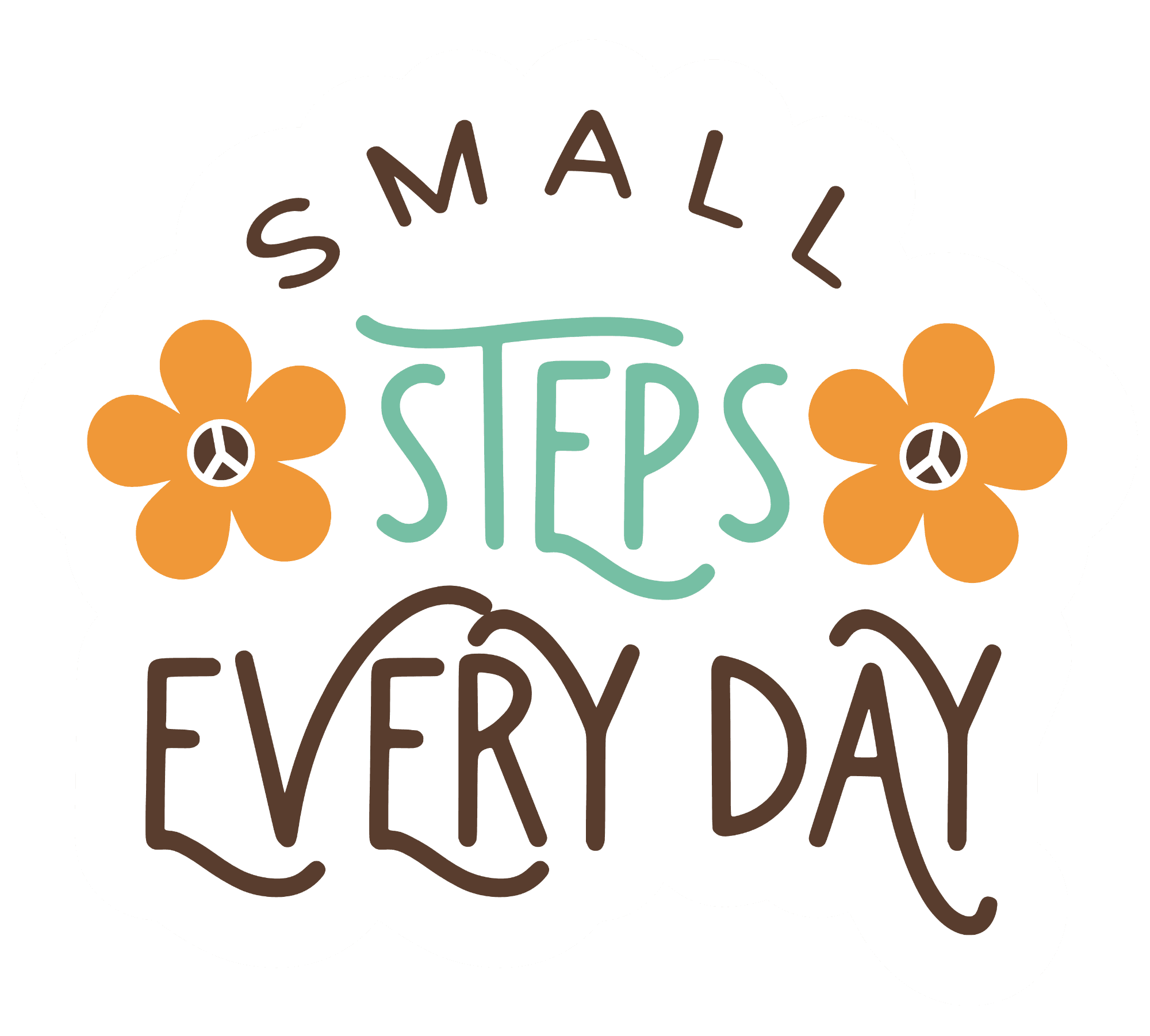 Small Steps Every Day Retro Flower Sticker