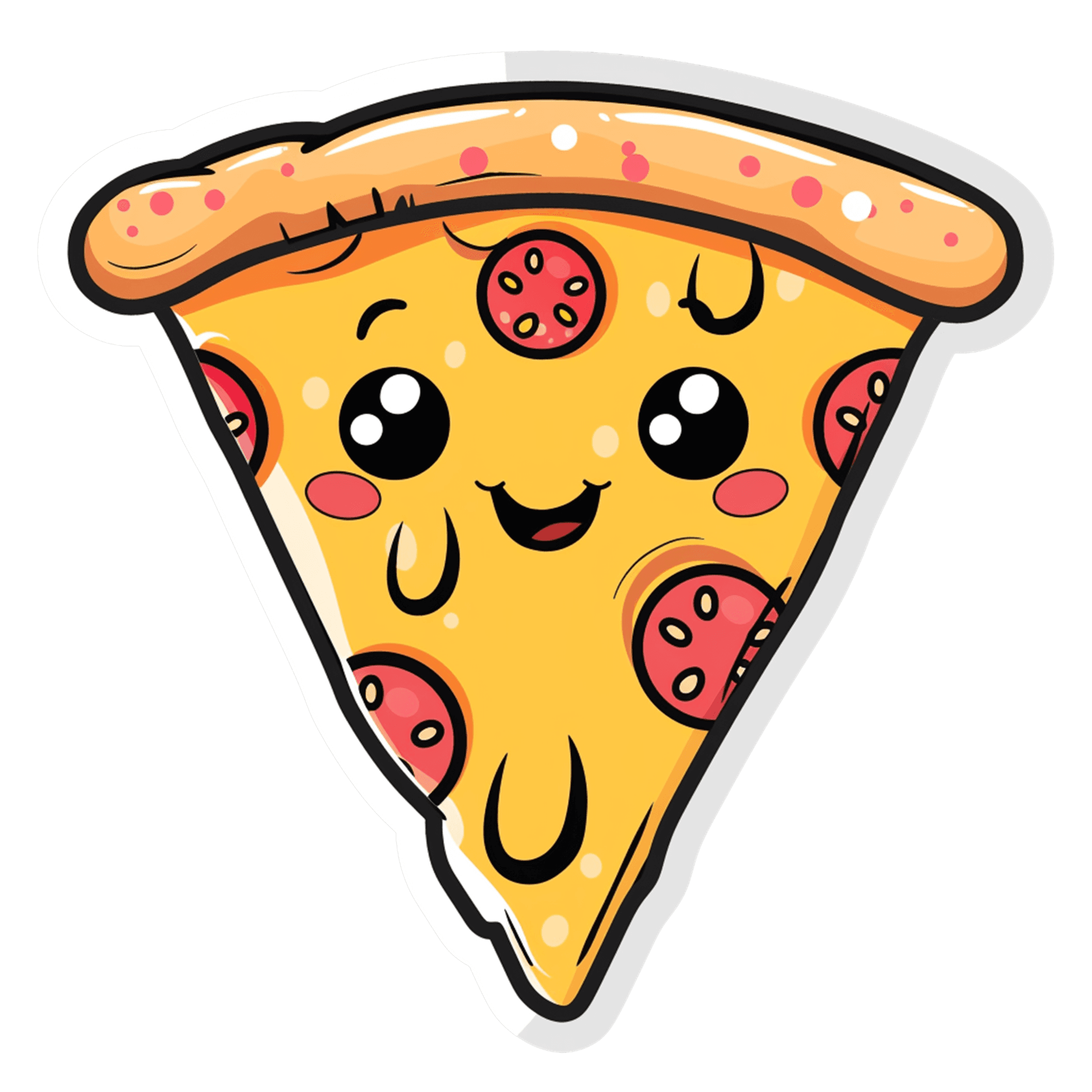 Happy Pepperoni Pizza Slice Sticker