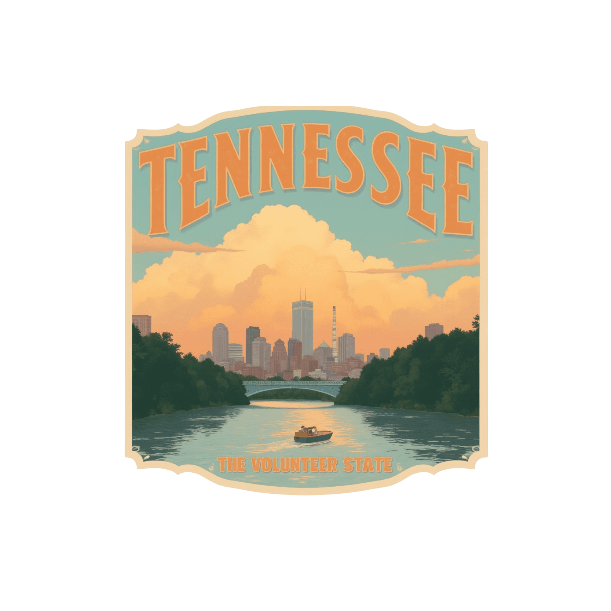 Tennessee Volunteer State Vintage Skyline Sticker