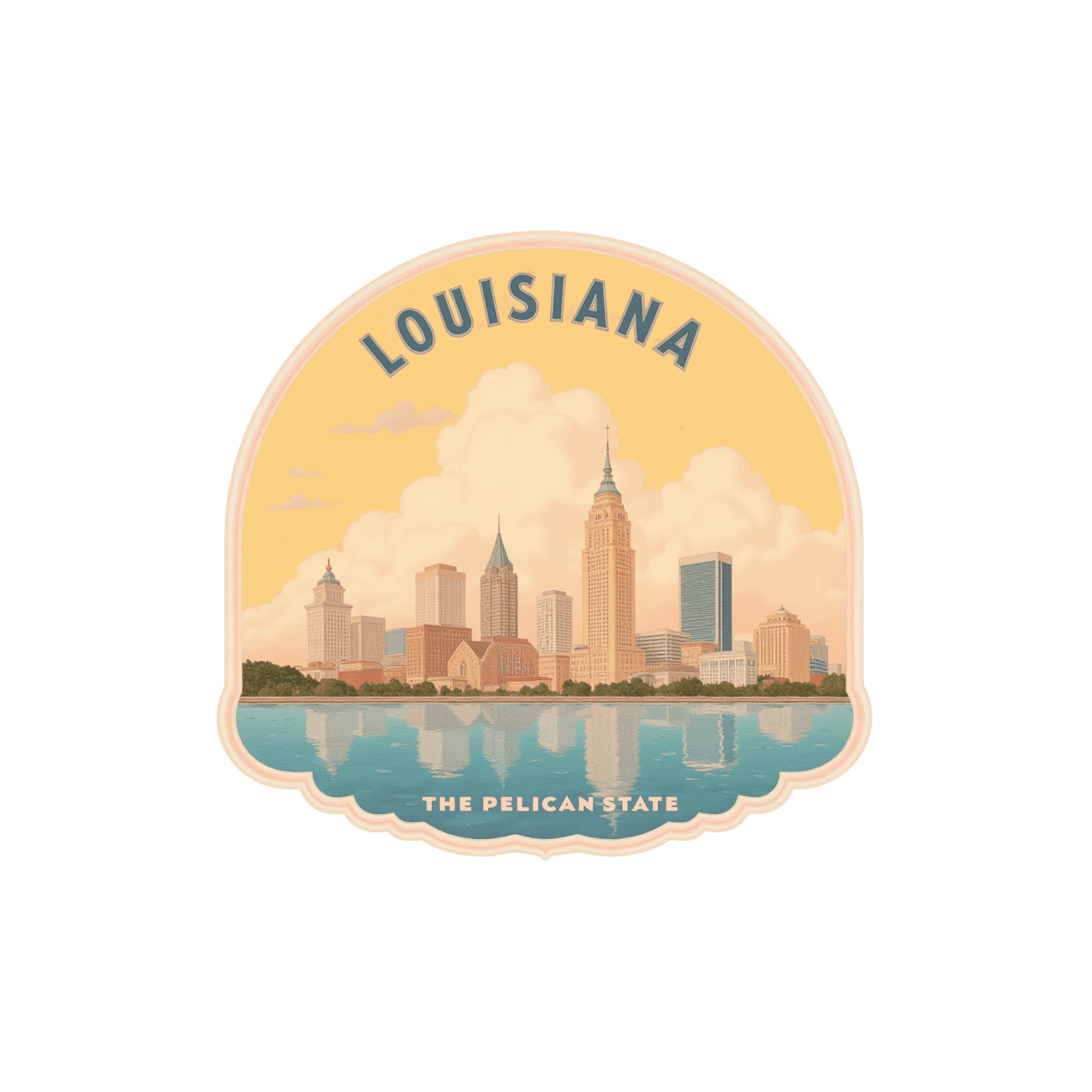 Louisiana Skyline Vintage Travel Sticker