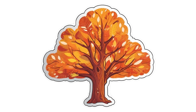 Autumn Oak Tree Vinyl Sticker