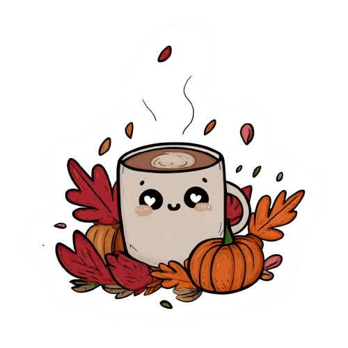 Kawaii Pumpkin Spice Latte Mug Sticker