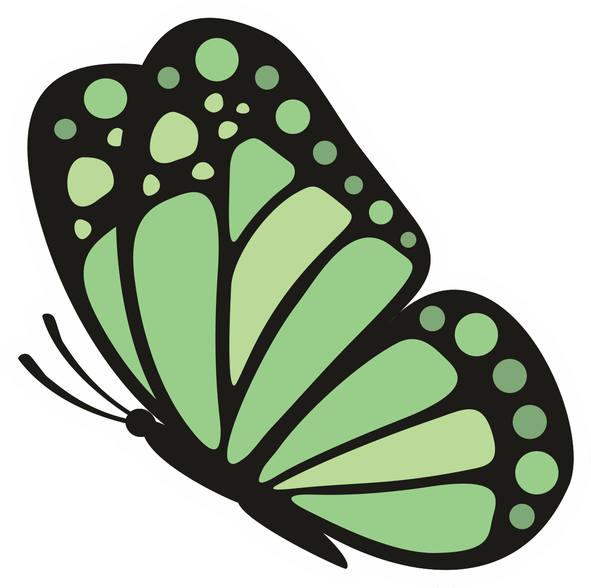 Green Monarch Butterfly Die-Cut Sticker