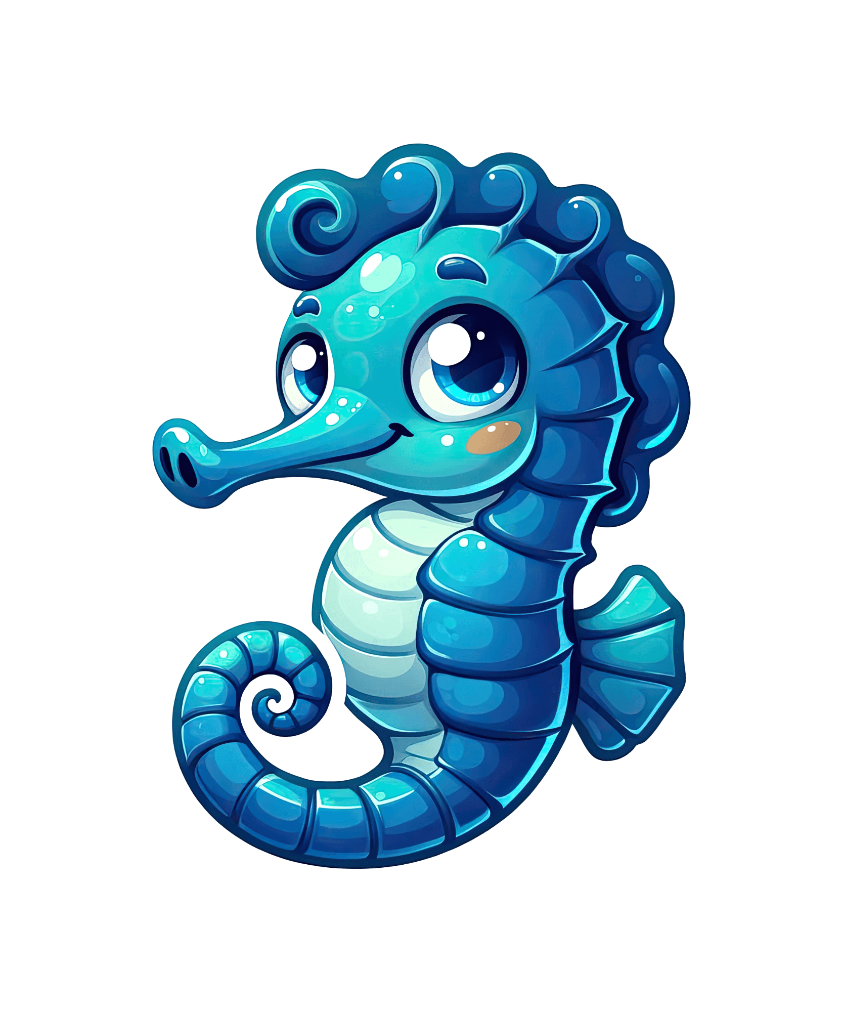 Curly Blue Seahorse Sticker