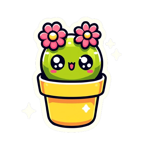 Kawaii Cactus in Yellow Pot Sticker