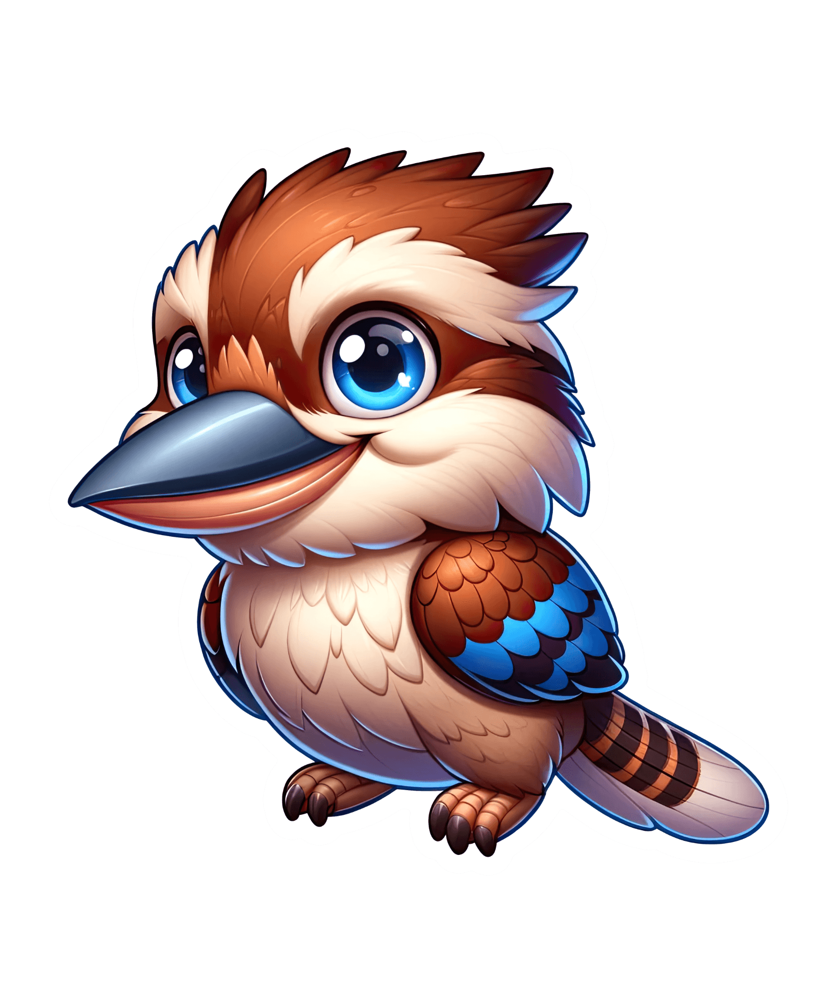 Chibi Kookaburra Sticker with Big Blue Eyes