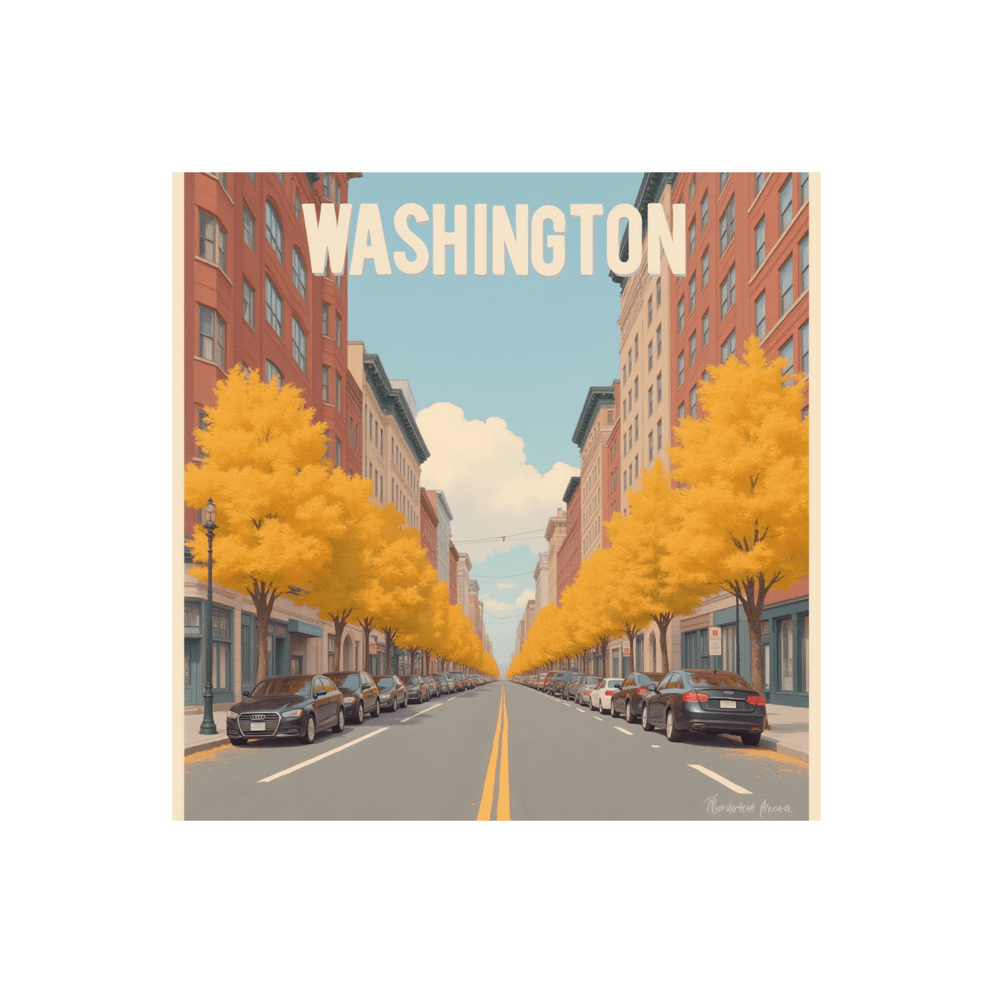 Washington DC Golden Autumn Street Sticker