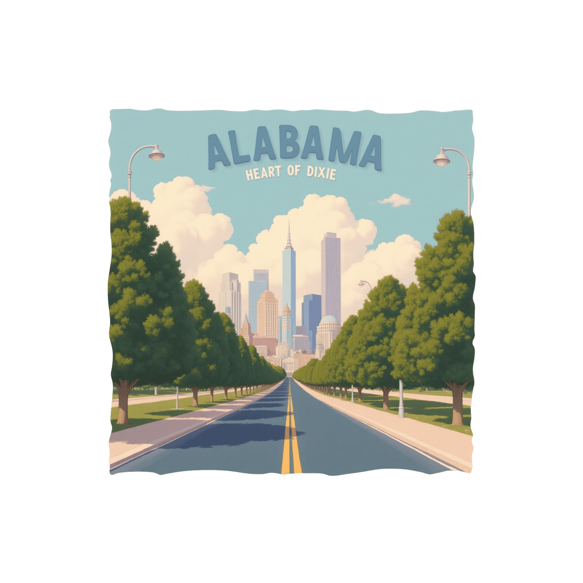 Alabama Heart of Dixie Skyline Sticker