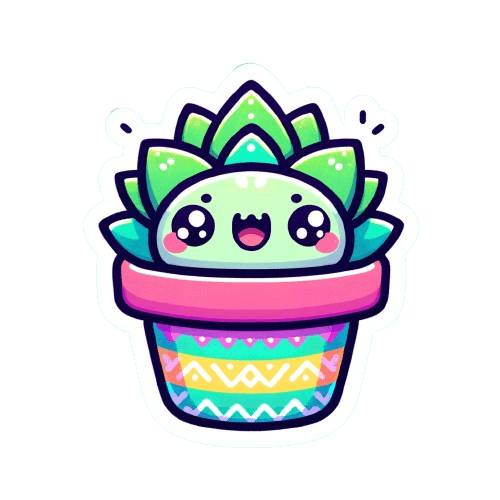 Kawaii Succulent in Boho Pot Sticker