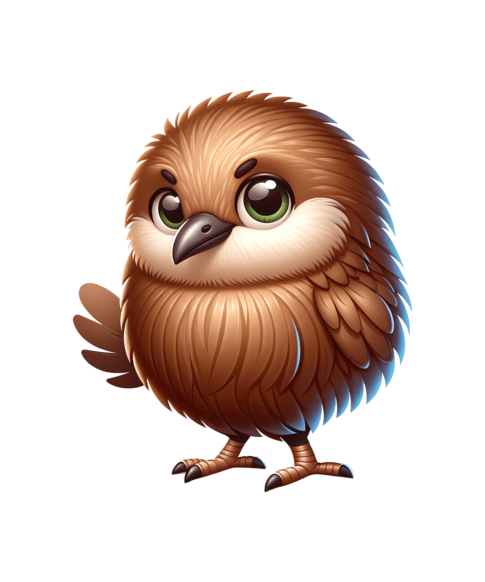 Chubby Green-Eyed Kiwi Bird Sticker