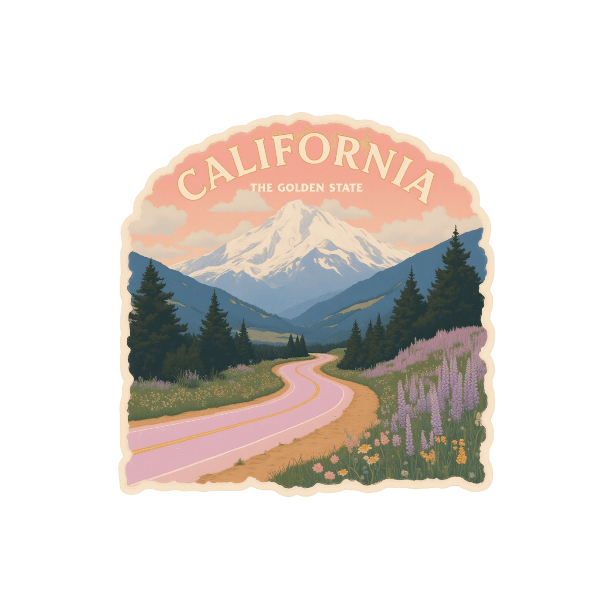California Golden State Mountain Road Sticker
