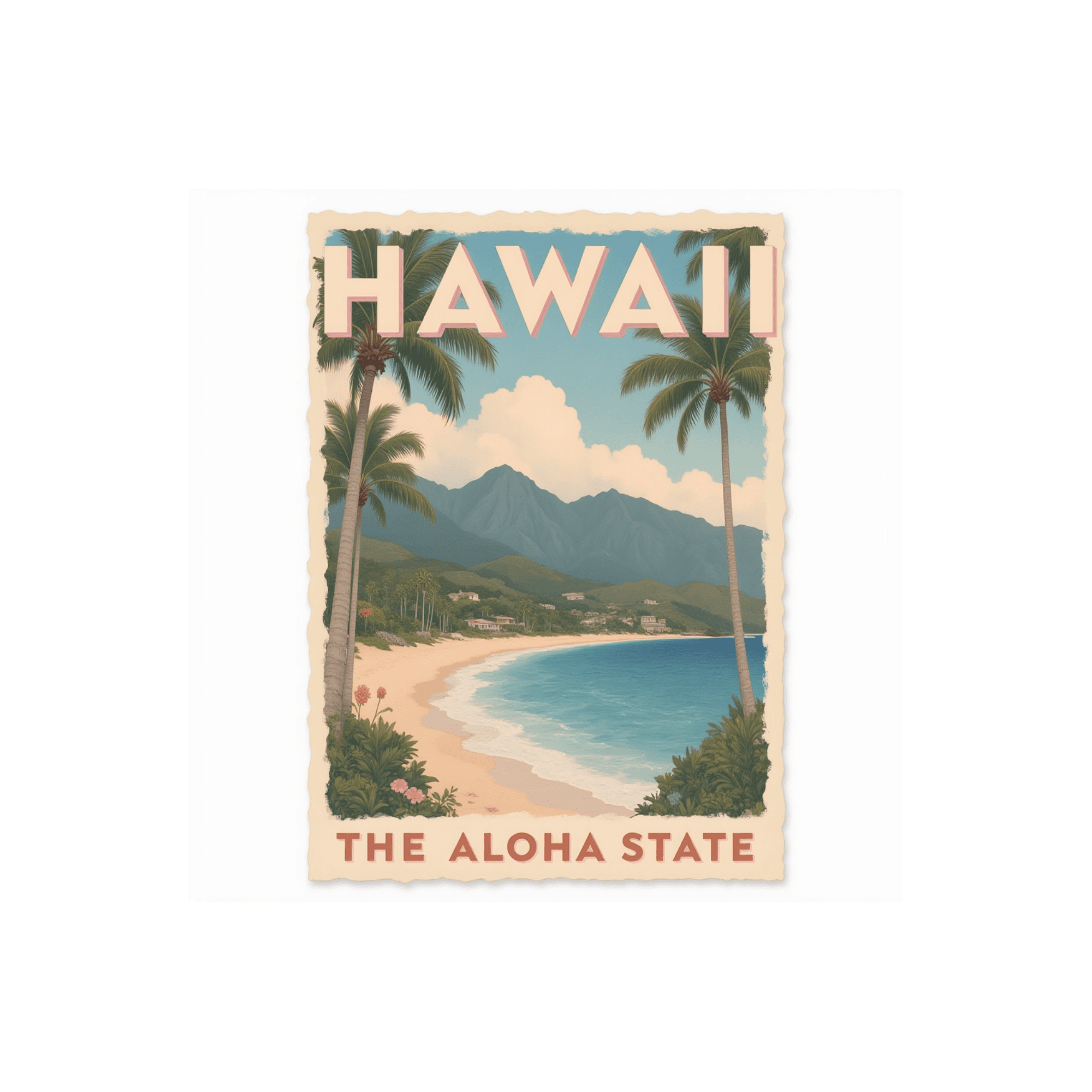 Hawaii Aloha State Vintage Travel Poster Sticker
