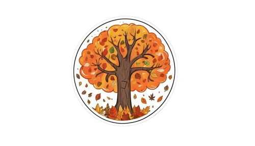 Autumn Tree Circle Sticker - Fall Foliage Vinyl Decal