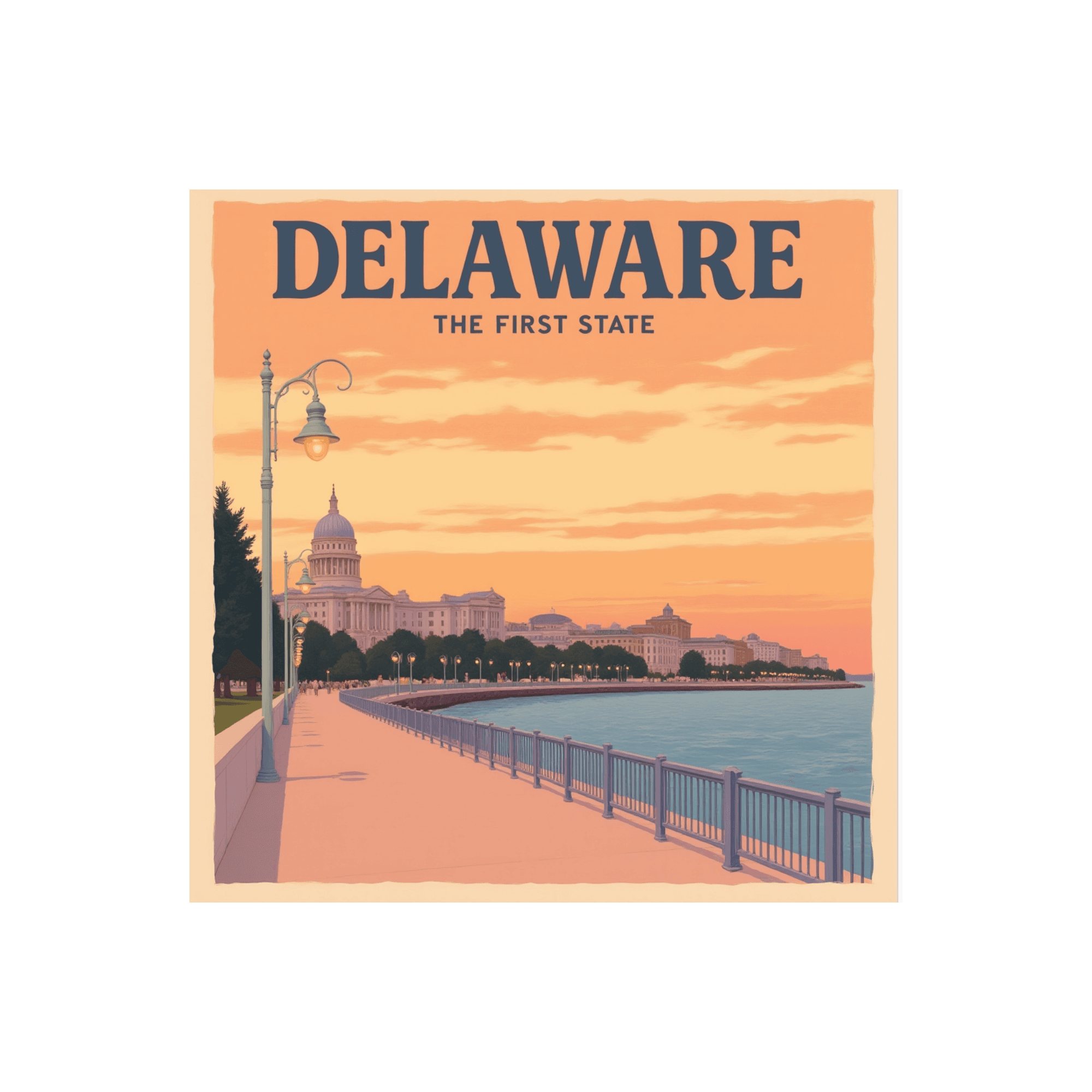 Delaware Vintage Travel Poster Sticker