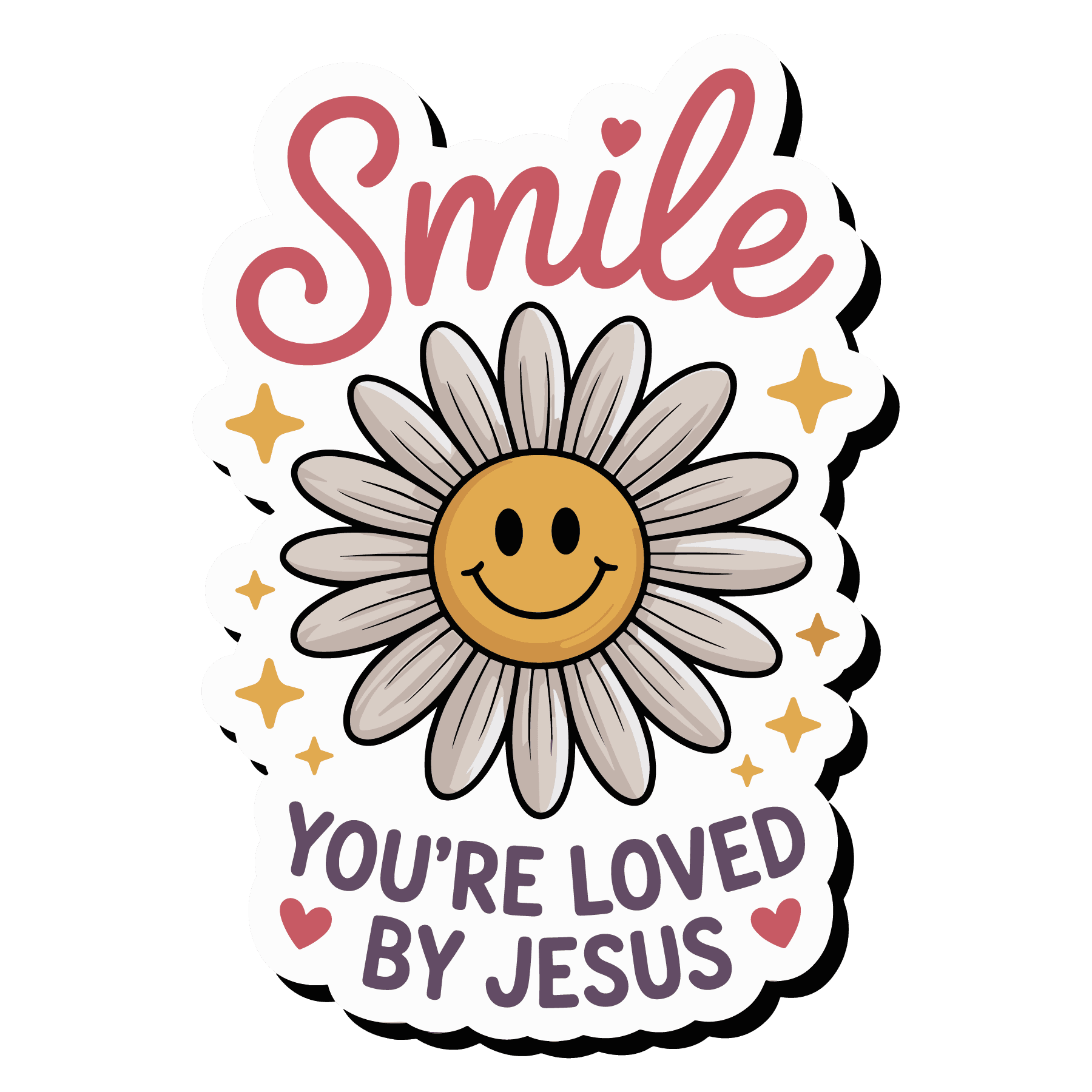 Smile You're Loved By Jesus Daisy Sticker