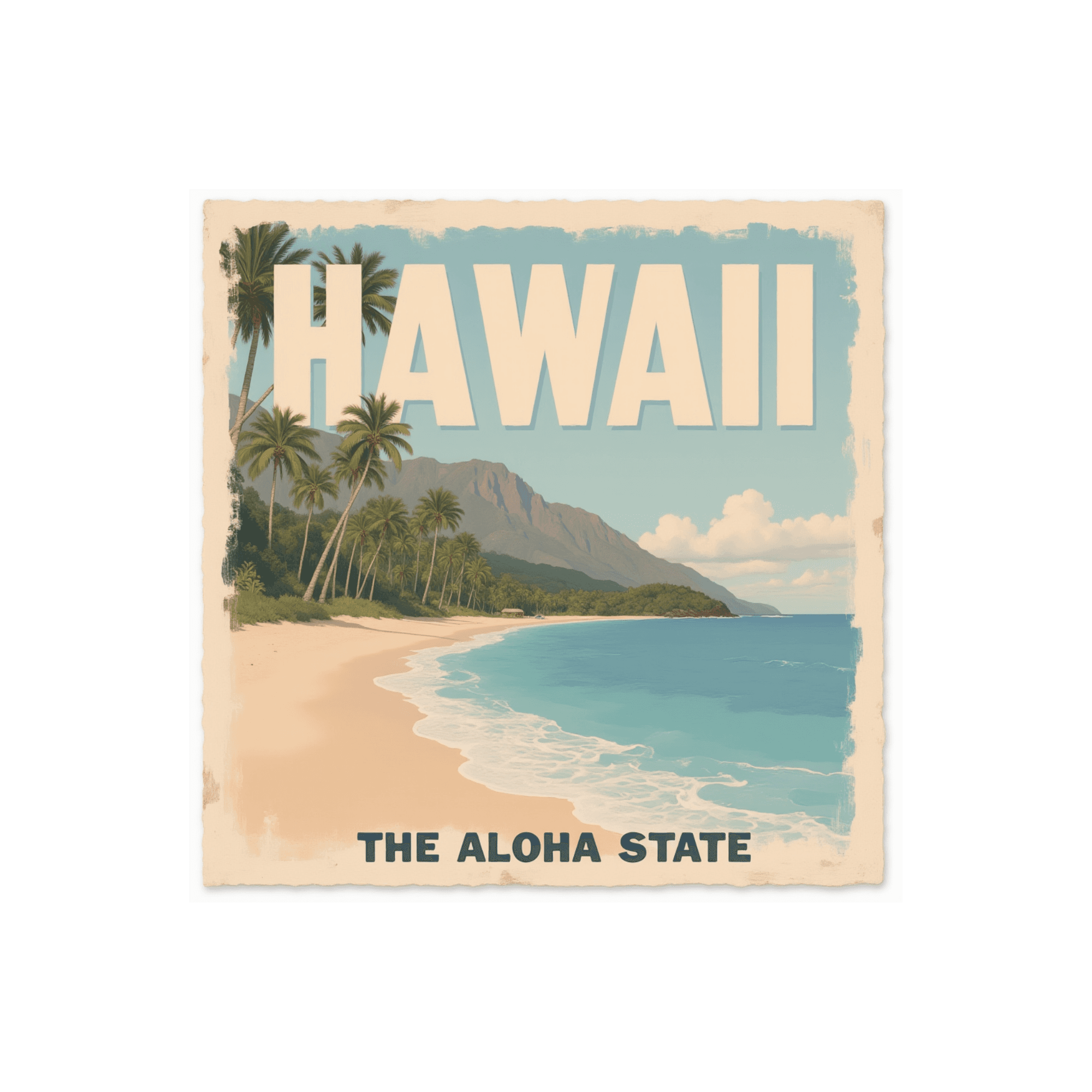 Hawaii Vintage Beach Travel Sticker