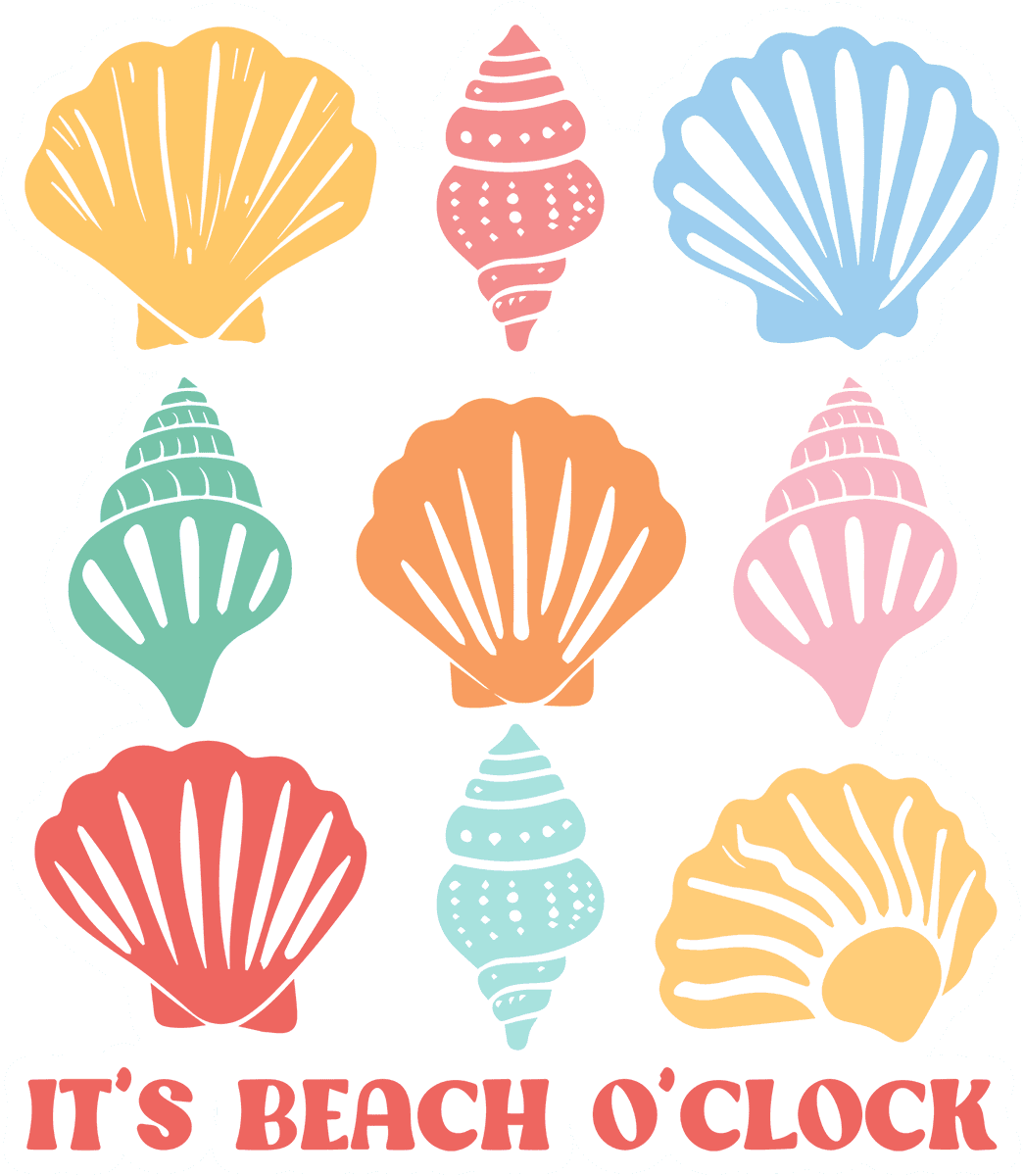 It's Beach O'Clock Rainbow Seashell Sticker