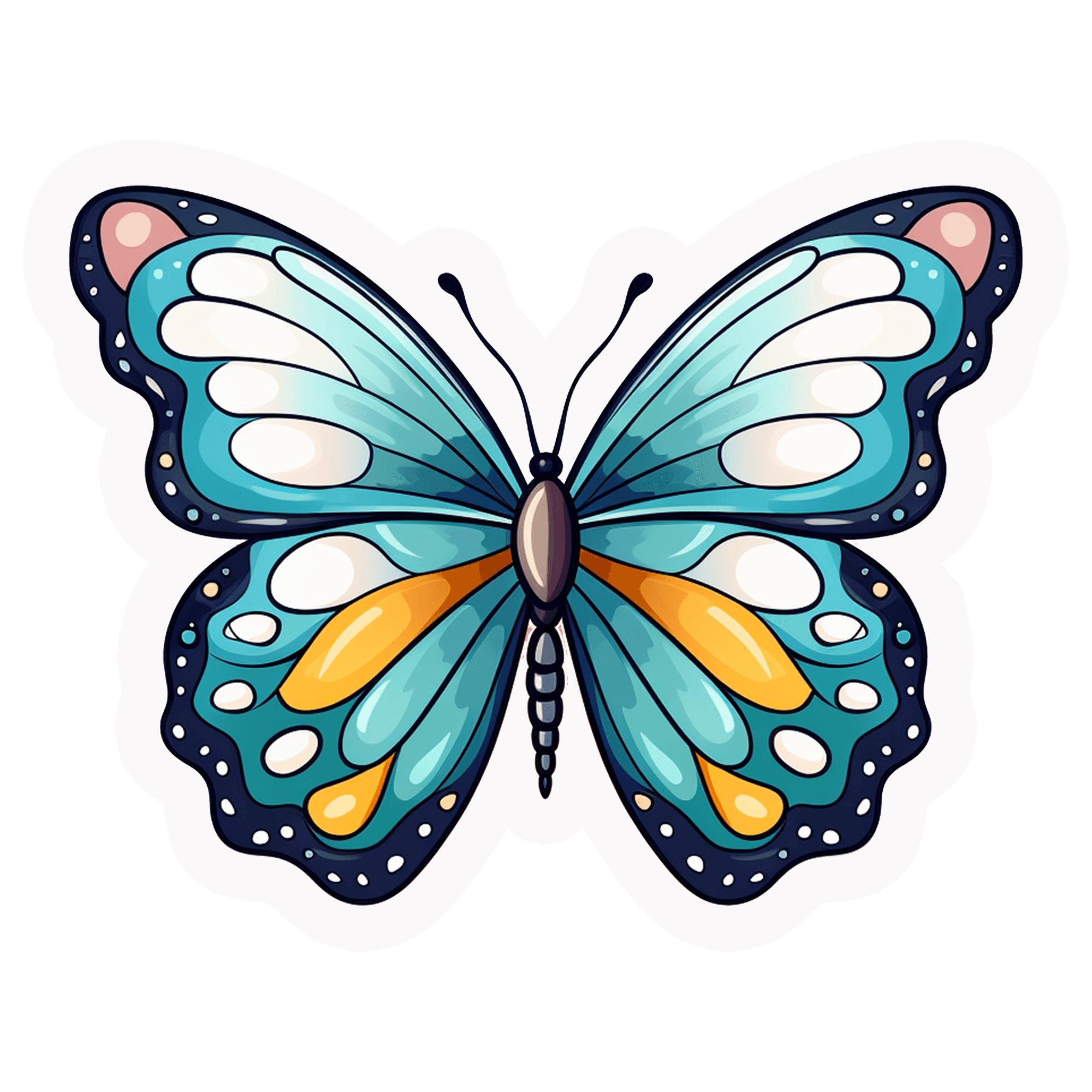 Teal & Gold Butterfly Sticker