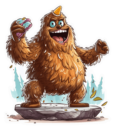 Bigfoot with Ice Cream Cone Sticker