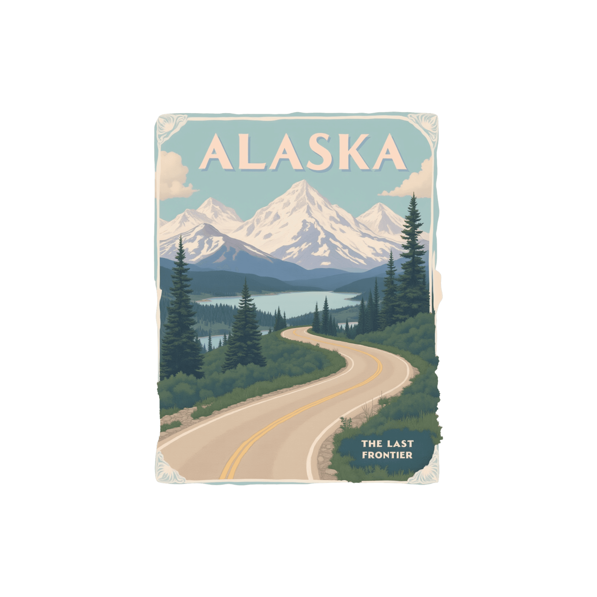 Alaska Last Frontier Vintage Travel Sticker
