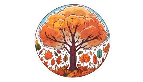 Autumn Tree Circle Sticker